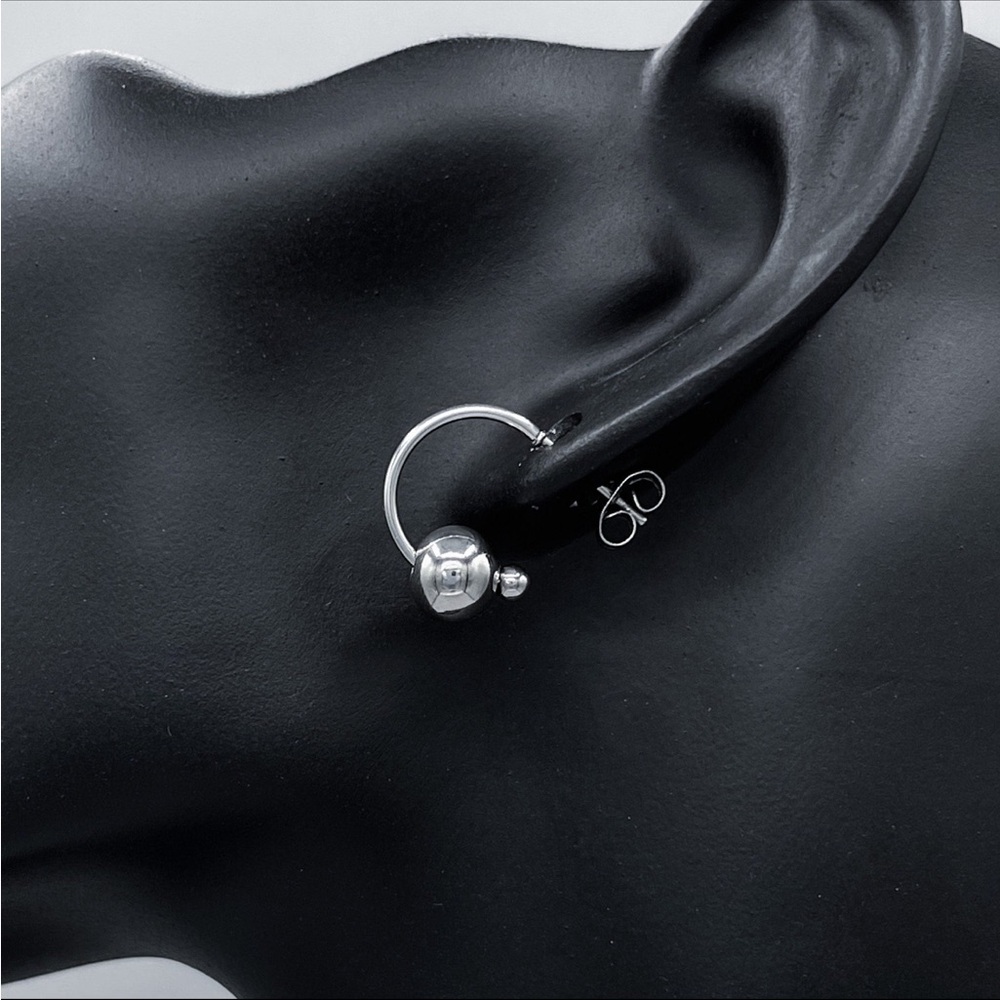 Cold Shoulder LA Mini Ball Bead Stainless Steel Hoop Earrings